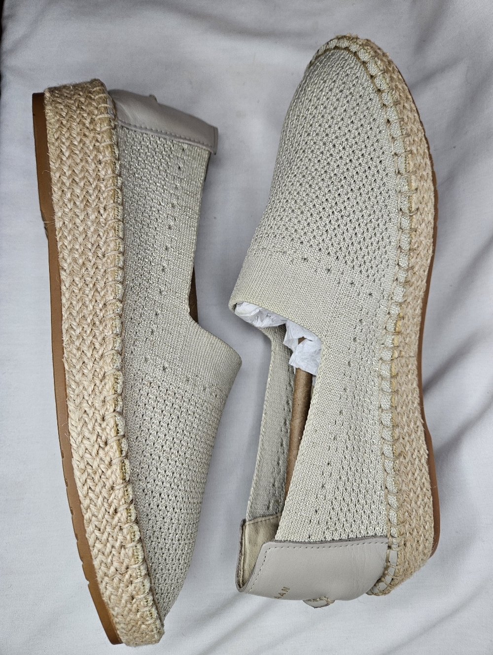 Cole Haan Cloud Feel Stretch Knit Espadrille Hawthorn Gold NWT Foam Comfy Slipon - Picture 6 of 14